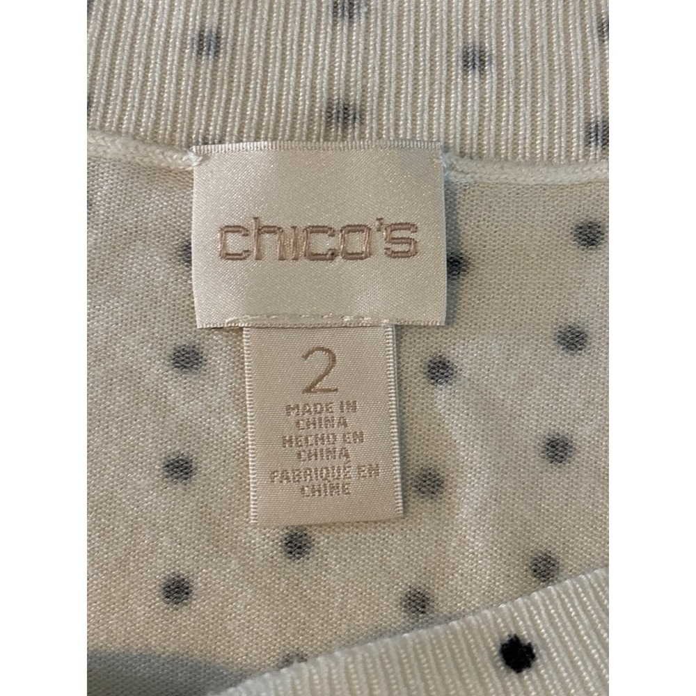 Chicos Black White Polka Dot Ombre Knit Sweater Top Women‎ Size 2 Large - Picture 3 of 12